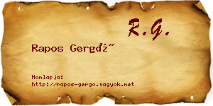 Rapos Gergő névjegykártya